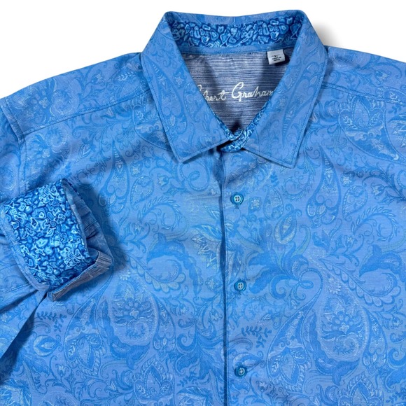Robert Graham Other - Robert Graham Button Down Mens XL Blue Paisley Jacquard Long Sleeve Shirt